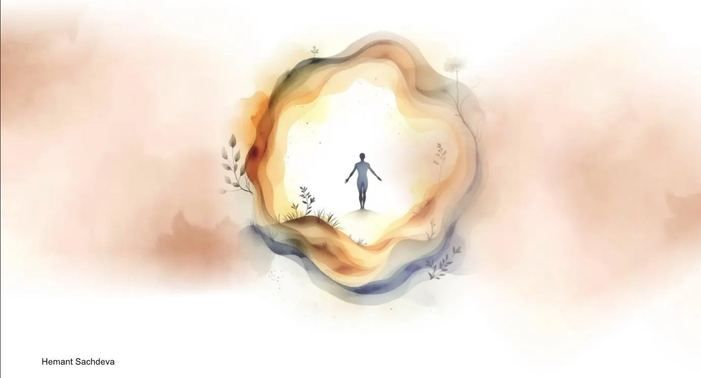 Watercolor figure and landscape inspired by the book